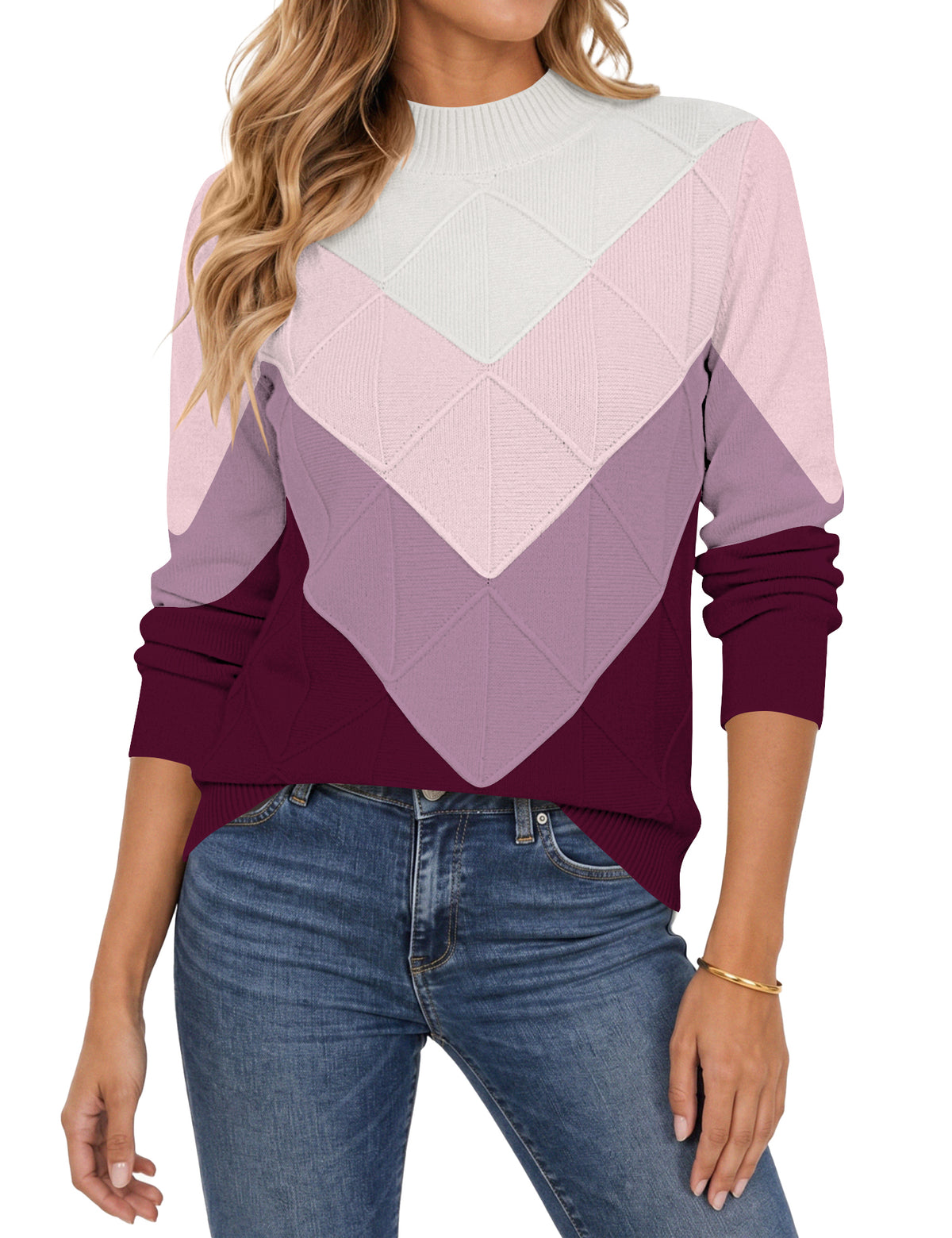 LOMON Women's Mock Neck Sweater Long Sleeve 2026 Fall Winter Knitted Tops