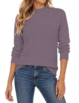 LOMON Women's Mock Neck Sweater Long Sleeve 2026 Fall Winter Knitted Tops
