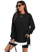 LOMON Women Fleece Oversized Crewneck Sweatshirt Layered Tunic Pullover
