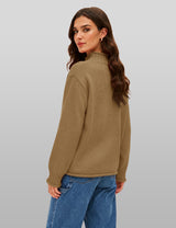 Lomom Womens Cotton Sweater Long Sleeve Mock Neck Fall Winter Tops