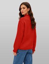 Lomom Womens Cotton Sweater Long Sleeve Mock Neck Fall Winter Tops
