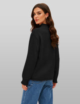 Lomom Womens Cotton Sweater Long Sleeve Mock Neck Fall Winter Tops