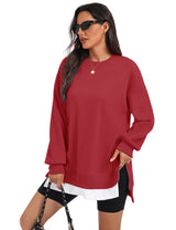 LOMON Women Fleece Oversized Crewneck Sweatshirt Layered Tunic Pullover
