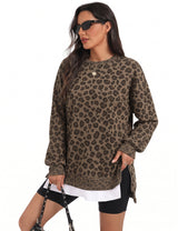 LOMON Women Fleece Oversized Crewneck Sweatshirt Layered Tunic Pullover