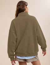 LOMON Sweatshirts for Women Button Mock Neck Pullover Tops