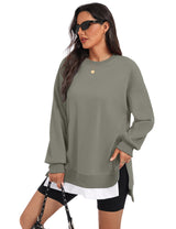 LOMON Women Fleece Oversized Crewneck Sweatshirt Layered Tunic Pullover