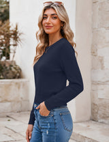 LOMON Women's Cropped Sweaters Crewneck Fall Clothes Long Sleeve Knit Tops