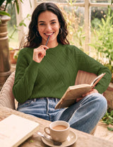 LOMON Women's Cable Knit Sweater Long Sleeve Crew Neck Fall Tops