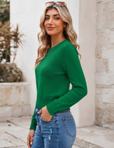 LOMON Women's Cropped Sweaters Crewneck Fall Clothes Long Sleeve Knit Tops
