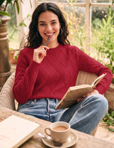 LOMON Women's Cable Knit Sweater Long Sleeve Crew Neck Fall Tops