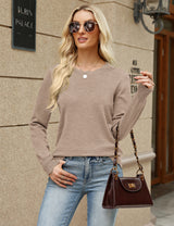 LOMON Sweaters for Women Fall Scalloped Long Sleeve Pullover