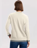 LOMON Womens Sweaters Cozy Long Sleeve Pullover Tops Faux Layered Sweaters