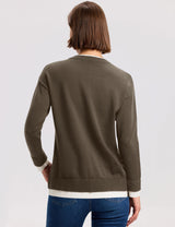 LOMON Womens Sweaters Cozy Long Sleeve Pullover Tops Faux Layered Sweaters