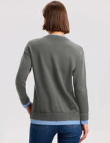 LOMON Womens Sweaters Cozy Long Sleeve Pullover Tops Faux Layered Sweaters