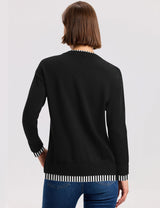 LOMON Womens Sweaters Cozy Long Sleeve Pullover Tops Faux Layered Sweaters