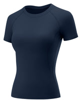 LOMON Womens Workout Tops Short Sleeve Raglan Athletic Shirts Yoga Gym Crewneck Quick Dry Tshirts