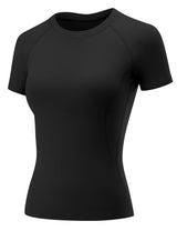 LOMON Womens Workout Tops Short Sleeve Raglan Athletic Shirts Yoga Gym Crewneck Quick Dry Tshirts