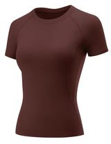 LOMON Womens Workout Tops Short Sleeve Raglan Athletic Shirts Yoga Gym Crewneck Quick Dry Tshirts