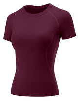 LOMON Womens Workout Tops Short Sleeve Raglan Athletic Shirts Yoga Gym Crewneck Quick Dry Tshirts