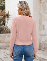 LOMON Women's Cropped Sweaters Crewneck Fall Clothes Long Sleeve Knit Tops