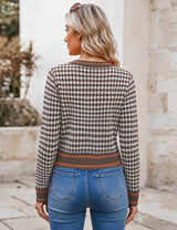 LOMON Women's Cropped Sweaters Crewneck Fall Clothes Long Sleeve Knit Tops
