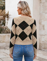 LOMON Women's Cropped Sweaters Crewneck Fall Clothes Long Sleeve Knit Tops