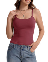 LOMON Womens Padded Cami Top Square Neck, Double Lined Camisole