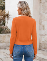 LOMON Women's Cropped Sweaters Crewneck Fall Clothes Long Sleeve Knit Tops