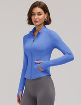 LOMON Women Workout Jacket Lightweight Zip Up Cropped Athletic Slim Tops
