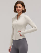 LOMON Women Workout Jacket Lightweight Zip Up Cropped Athletic Slim Tops