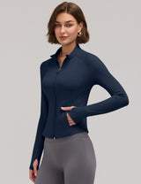 LOMON Women Workout Jacket Lightweight Zip Up Cropped Athletic Slim Tops