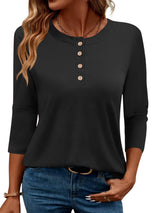 LOMON 3/4 Length Sleeve Womens Tops Dressy Casual Crewneck Pullover Tunics Summer Cute Blouses Fashion 2025 Tees Shirts