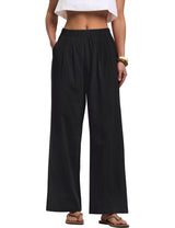 LOMON Cotton Linen Pants Women Wide Leg Palazzo Pants Beach Vacation Outfits Summer 2026 Flowy Clothes Trousers with Pockets