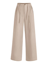 LOMON Womens Linen Pants Summer Wide Leg Cotton Pants Drawstring Elastic Waist Casual Loose Slacks Work Trousers with Pockets