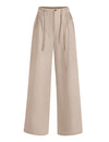 LOMON Womens Linen Pants Summer Wide Leg Cotton Pants Drawstring Elastic Waist Casual Loose Slacks Work Trousers with Pockets
