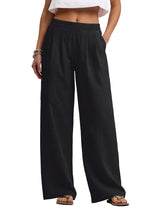 LOMON Cotton Linen Pants Women Wide Leg Palazzo Pants Beach Vacation Outfits Summer 2026 Flowy Clothes Trousers with Pockets