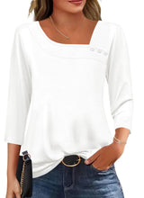 LOMON Womens 3/4 Length Sleeve T Shirts Asymmetrical Neck Tops Business Blouses for Women Fashion 2026