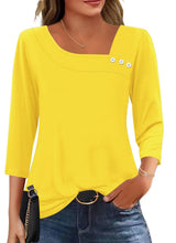 LOMON Womens 3/4 Length Sleeve T Shirts Asymmetrical Neck Tops Business Blouses for Women Fashion 2026