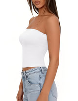 LOMON Summer Tube Tops for Women 2026 Y2k Sexy Going Out Crop Strapless Sleeveless Basic Fitted Bandeau Tank Top