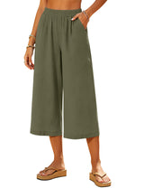 LOMON Women's Wide Leg Capri Pants Cropped Palazzo Summer Beach Vacation Casual Pants with Pockets