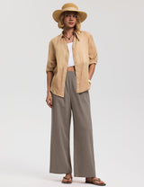 LOMON Cotton Linen Pants Women Wide Leg Palazzo Pants Beach Vacation Outfits Summer 2026 Flowy Clothes Trousers with Pockets