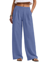 LOMON Cotton Linen Pants Women Wide Leg Palazzo Pants Beach Vacation Outfits Summer 2026 Flowy Clothes Trousers with Pockets