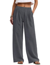 LOMON Cotton Linen Pants Women Wide Leg Palazzo Pants Beach Vacation Outfits Summer 2026 Flowy Clothes Trousers with Pockets