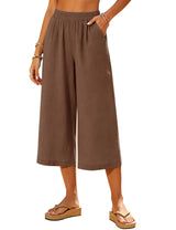 LOMON Women's Wide Leg Capri Pants Cropped Palazzo Summer Beach Vacation Casual Pants with Pockets