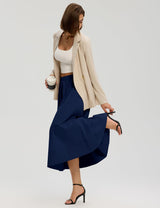 LOMON Midi Skirts for Women A-Line Cotton Flowy Maxi Skirt Boho Summer Beach Casual Elastic Waist Dress Outfit with Pockets