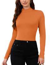 LOMON Women Thermal Long Sleeve Shirts Mock Turtle Neck Fitted Tops Fleece Lined Winter Tops Base Layer Undershirt