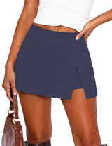 LOMON Mini Skirts for Women with Shorts Underneath Stretchy Bodycon Side Slit Sexy Y2K Club Date Night Going Out Outfits