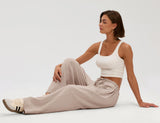 LOMON Pants for Women Wide Leg Side Striped Pants Drawstring Baggy Palazzo Work Trousers with Pockets