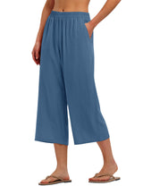 LOMON Women's Wide Leg Capri Pants Cropped Palazzo Summer Beach Vacation Casual Pants with Pockets
