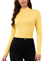 LOMON Women Thermal Long Sleeve Shirts Mock Turtle Neck Fitted Tops Fleece Lined Winter Tops Base Layer Undershirt